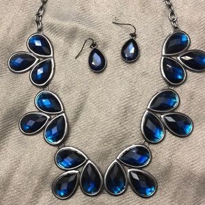 Blue Statement Necklace Set